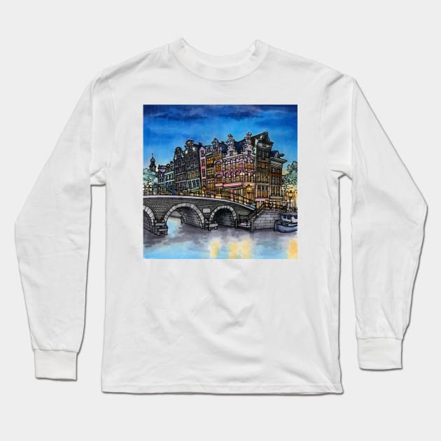 Amsterdam Long Sleeve T-Shirt by maxwellillustration